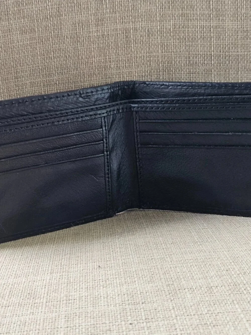 Fur Billfold Wallet Black Genuine Leather Real Fur Hair Cardholder Handmade